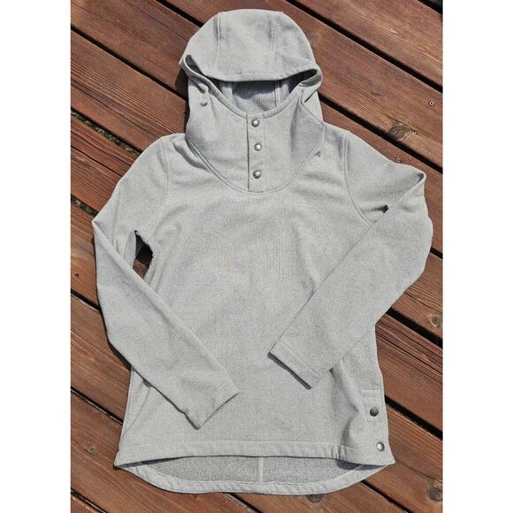 The North Face Women’s Gray Cowl Neck Hoodie Sweater Button Size Small 1/4 Snap - Picture 1 of 7